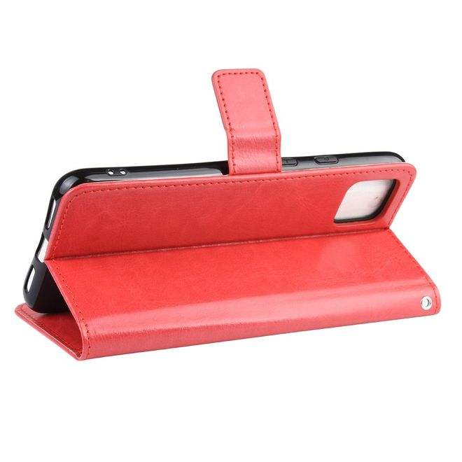 Google Pixel 4 XL Handyhülle - Crazy Horse IV Leder Bookcover Series - rot