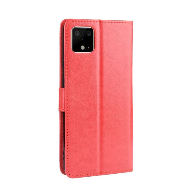 Google Pixel 4 XL Handyhülle - Crazy Horse IV Leder Bookcover Series - rot
