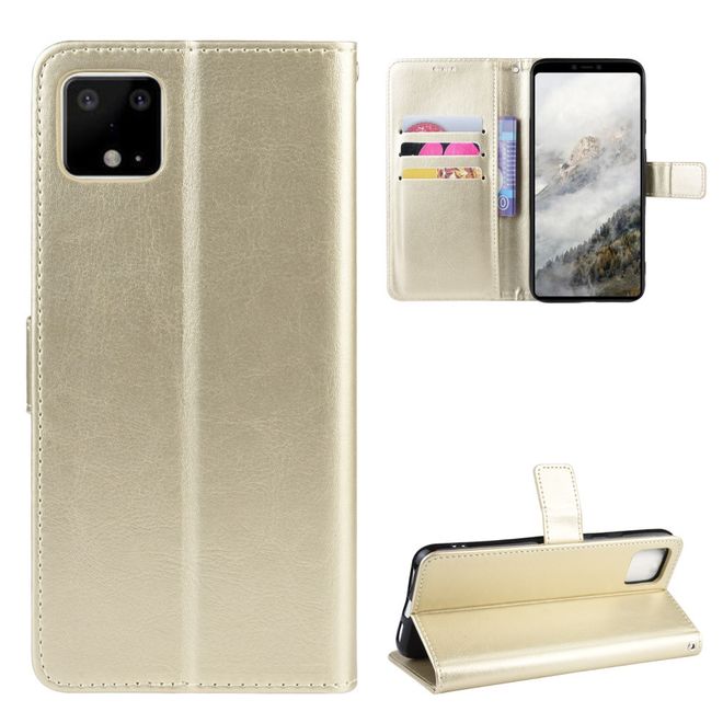 Google Pixel 4 XL Handyhülle - Crazy Horse IV Leder Bookcover Series - gold