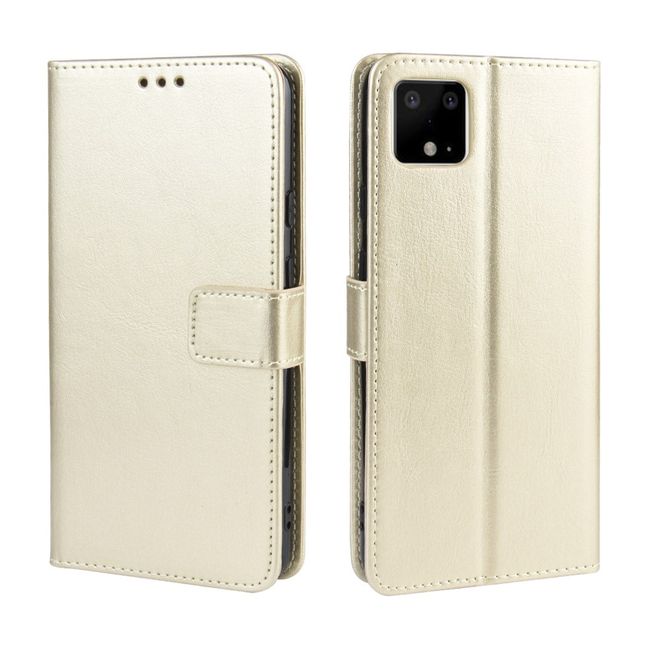 Google Pixel 4 XL Handyhülle - Crazy Horse IV Leder Bookcover Series - gold
