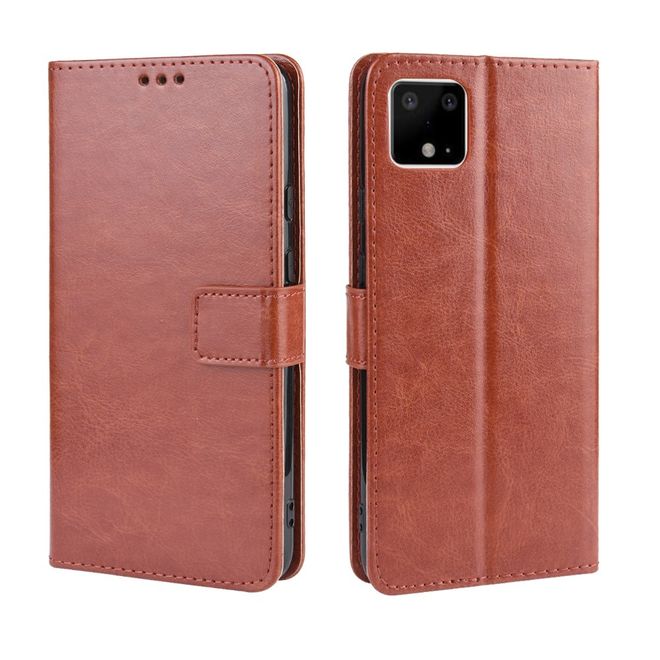 Google Pixel 4 XL Handyhülle - Crazy Horse IV Leder Bookcover Series - braun