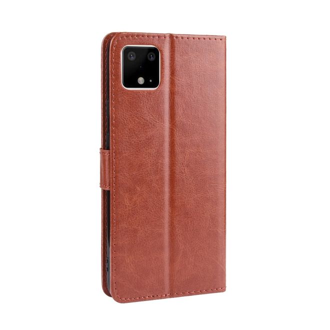 Google Pixel 4 XL Handyhülle - Crazy Horse IV Leder Bookcover Series - braun