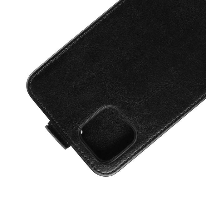 Google Pixel 4 XL Handyhülle - Crazy Horse Leder Flipcase - vertikal - schwarz