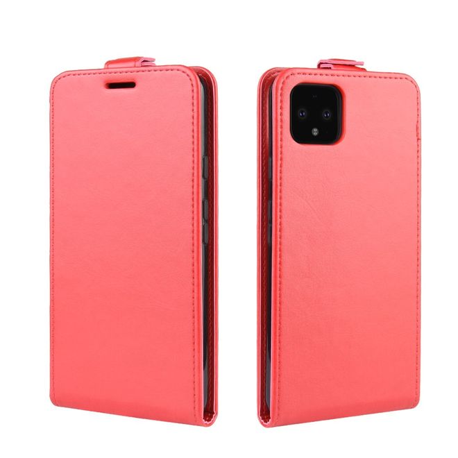 Google Pixel 4 XL Handyhülle - Crazy Horse Leder Flipcase - vertikal - rot