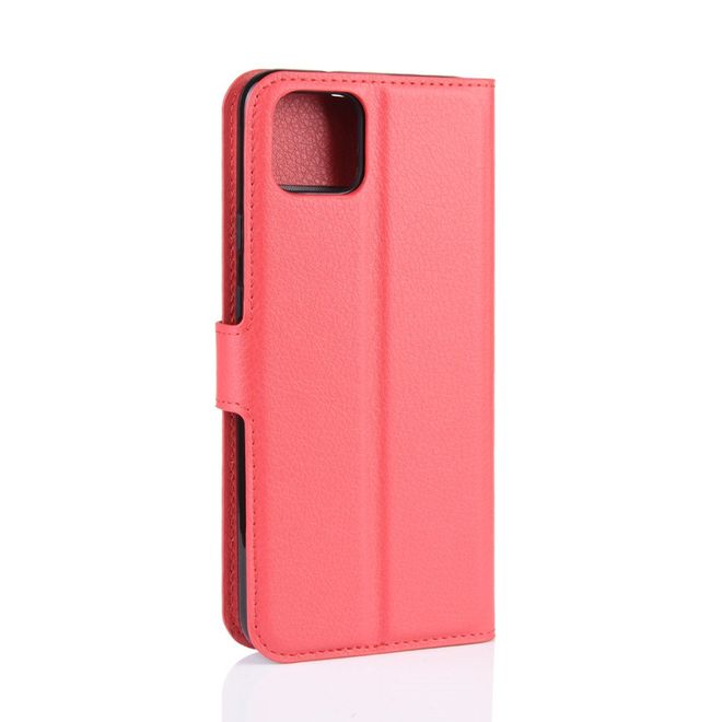 Google Pixel 4 XL Handy Hülle - Litchi Leder Bookcover Series - rot