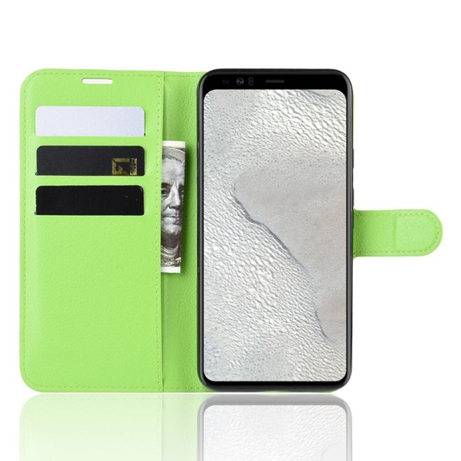 Google Pixel 4 XL Handy Hülle - Litchi Leder Bookcover Series - grün