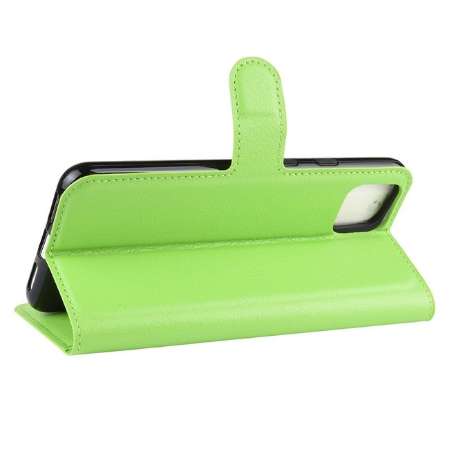 Google Pixel 4 XL Handy Hülle - Litchi Leder Bookcover Series - grün