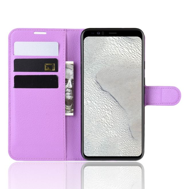 Google Pixel 4 XL Handy Hülle - Litchi Leder Bookcover Series - purpur