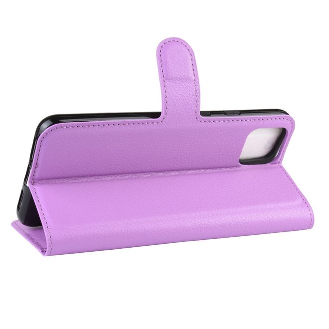 Google Pixel 4 XL Handy Hülle - Litchi Leder Bookcover Series - purpur