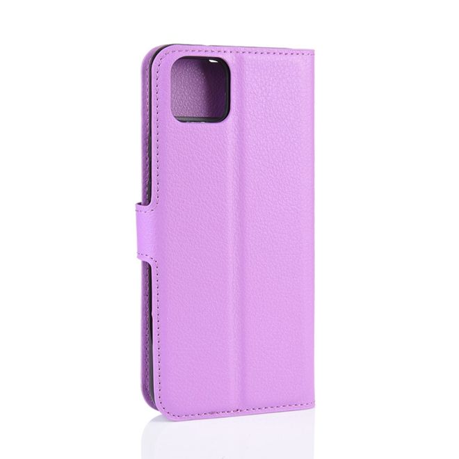 Google Pixel 4 XL Handy Hülle - Litchi Leder Bookcover Series - purpur