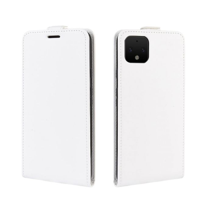Google Pixel 4 Handyhülle - Crazy Horse Leder Flipcase - vertikal - weiss