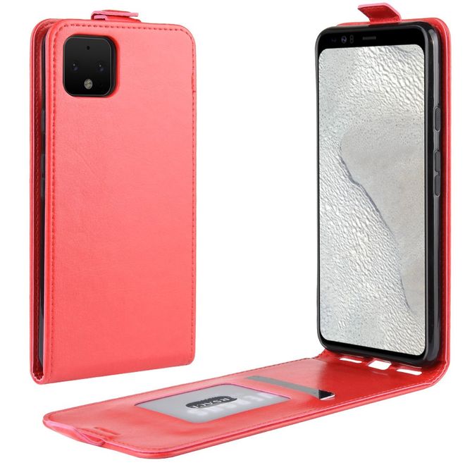 Google Pixel 4 Handyhülle - Crazy Horse Leder Flipcase - vertikal - rot
