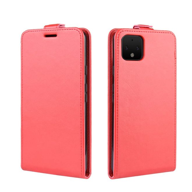 Google Pixel 4 Handyhülle - Crazy Horse Leder Flipcase - vertikal - rot