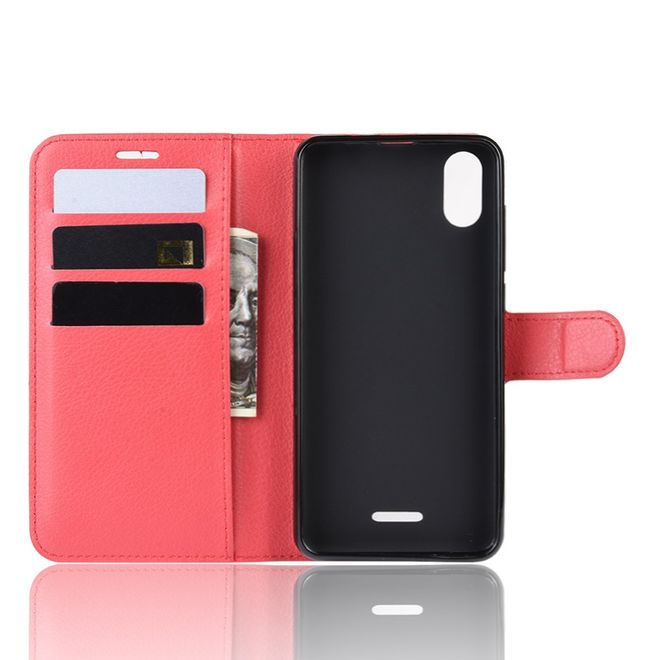 Wiko Y60 Handy Hülle - Litchi Leder Bookcover Series - rot