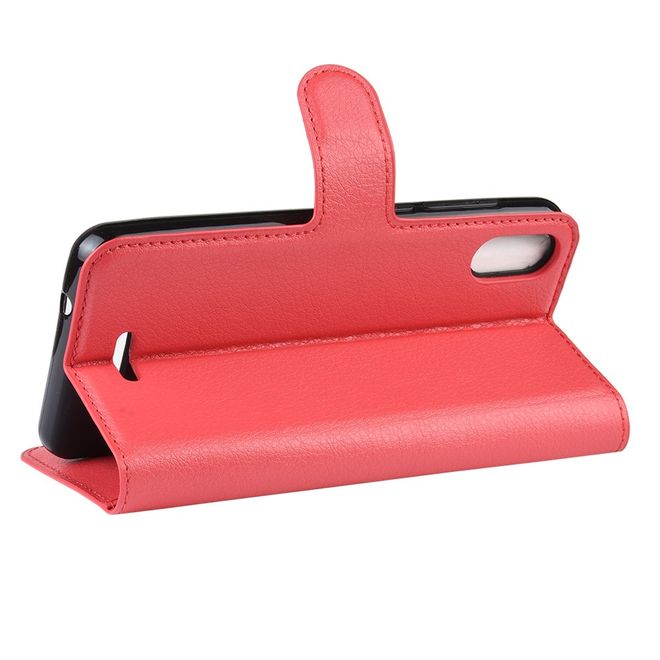 Wiko Y60 Handy Hülle - Litchi Leder Bookcover Series - rot