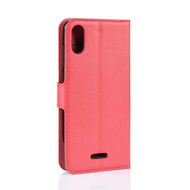 Wiko Y60 Handy Hülle - Litchi Leder Bookcover Series - rot