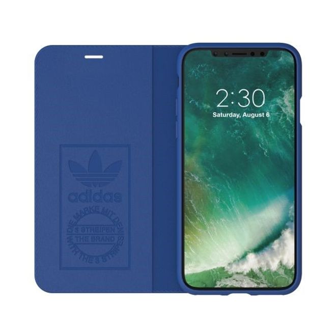 Adidas - iPhone XS / X Hülle - Suede Bookcover - blau