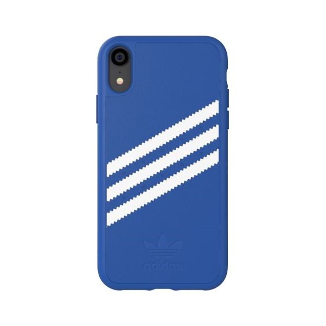 Adidas - iPhone XR Hülle - PU Backcover mit Logo und Streifen - blau/weiss