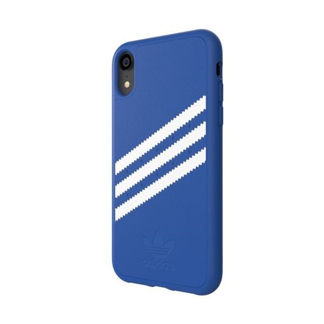 Adidas - iPhone XR Hülle - PU Backcover mit Logo und Streifen - blau/weiss
