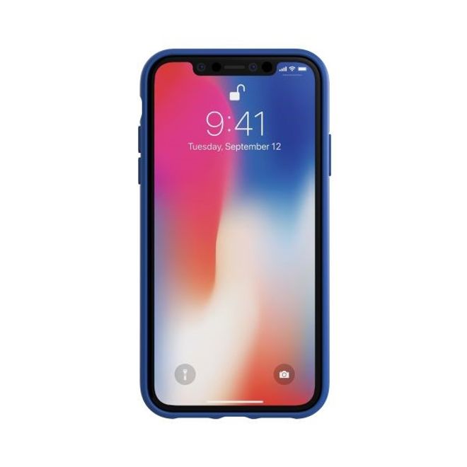 Adidas - iPhone XR Hülle - PU Backcover mit Logo und Streifen - blau/weiss
