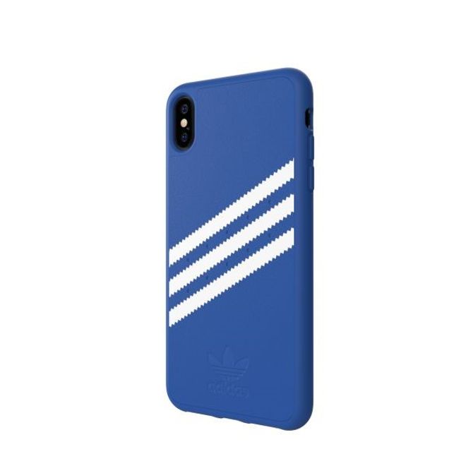 Adidas - iPhone XS Max Hülle - PU Backcover mit Logo und Streifen - blau/weiss