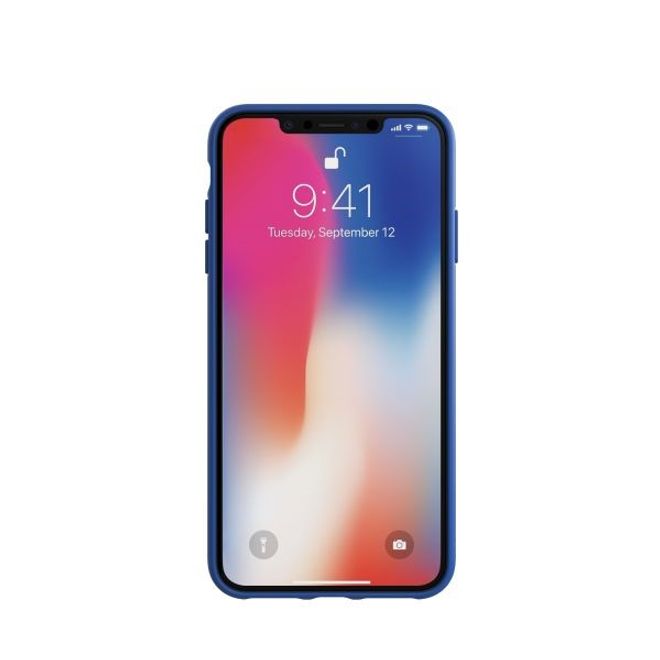 Adidas - iPhone XS Max Hülle - PU Backcover mit Logo und Streifen - blau/weiss