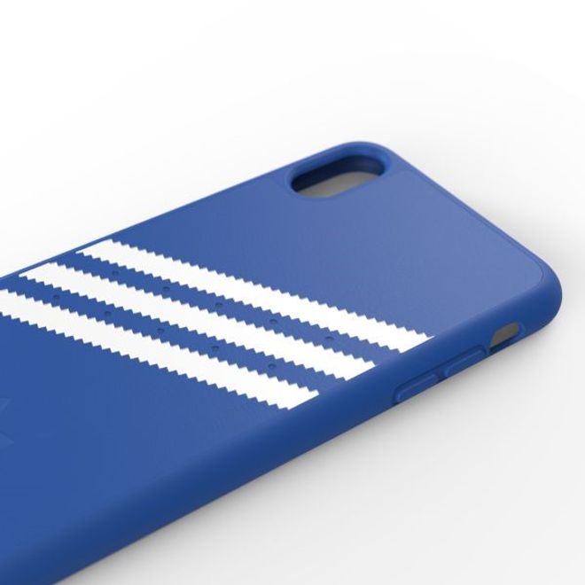Adidas - iPhone XS Max Hülle - PU Backcover mit Logo und Streifen - blau/weiss