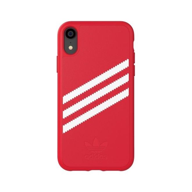 Adidas - iPhone XR Hülle - PU Backcover mit Logo und Streifen - rot/weiss