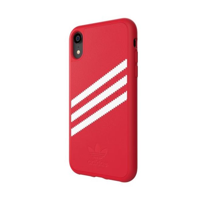 Adidas - iPhone XR Hülle - PU Backcover mit Logo und Streifen - rot/weiss