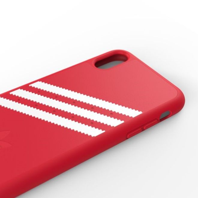 Adidas - iPhone XR Hülle - PU Backcover mit Logo und Streifen - rot/weiss