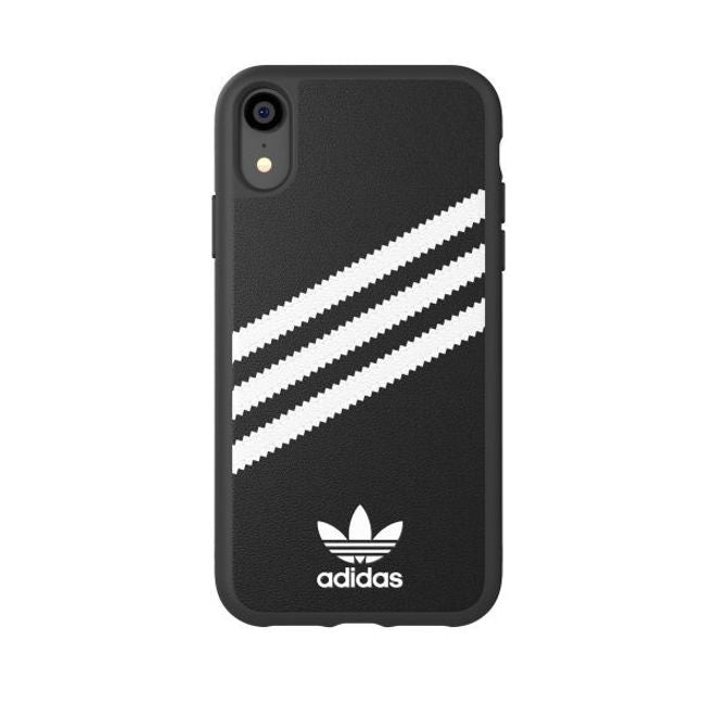 Adidas - iPhone XR Hülle - PU Backcover mit Logo und Streifen - schwarz/weiss