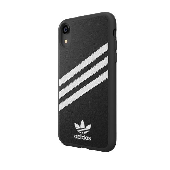 Adidas - iPhone XR Hülle - PU Backcover mit Logo und Streifen - schwarz/weiss