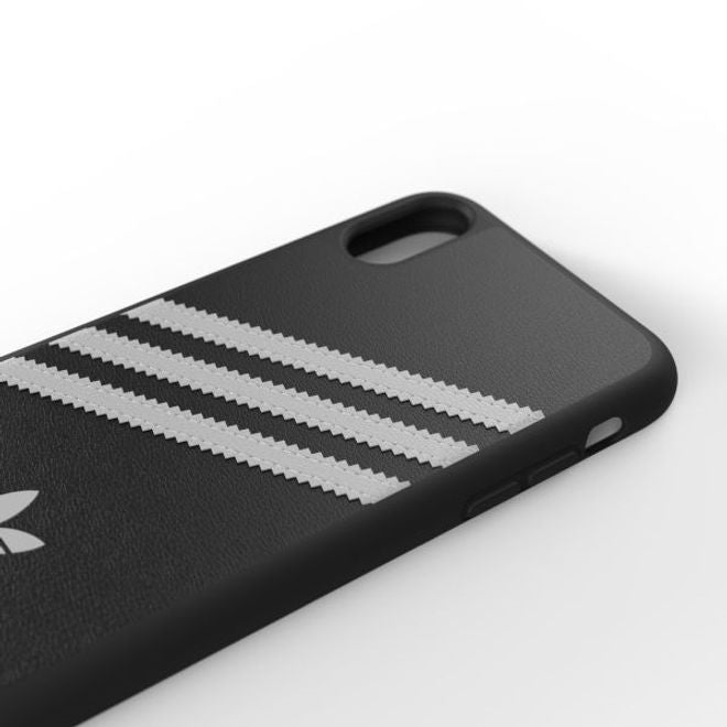 Adidas - iPhone XR Hülle - PU Backcover mit Logo und Streifen - schwarz/weiss