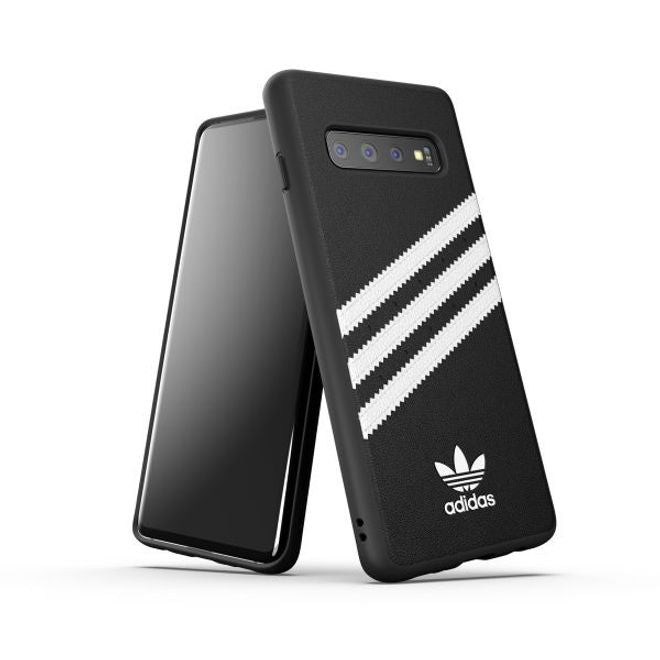 Adidas - Samsung Galaxy S10 Hülle - PU Backcover mit Logo und Streifen - schwarz/weiss