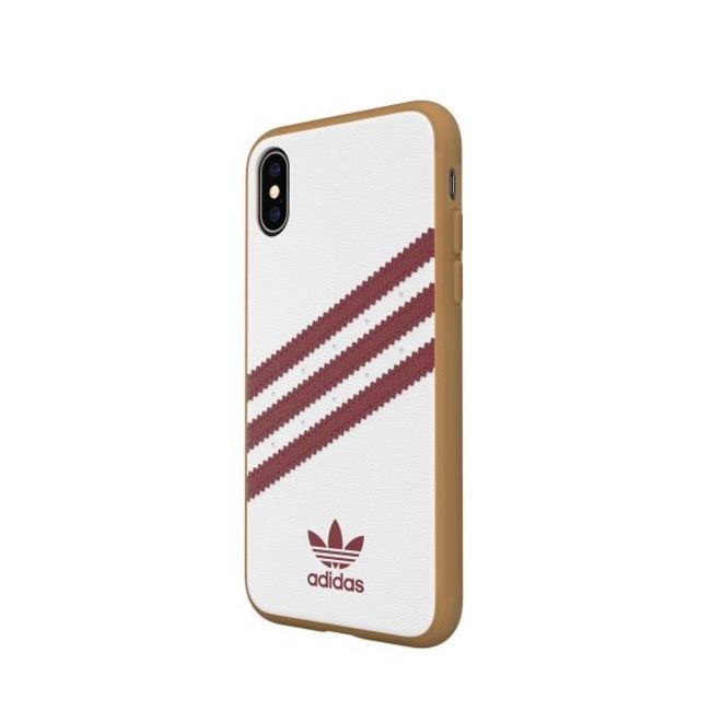 Adidas - iPhone XS / X Hülle - PU Gumsole Backcover mit Logo und Streifen - weiss/rot