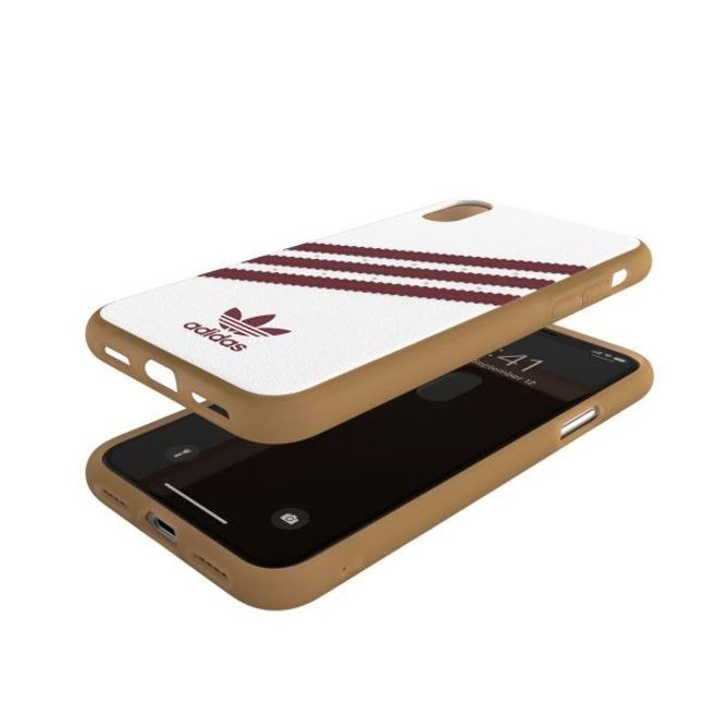 Adidas - iPhone XS / X Hülle - PU Gumsole Backcover mit Logo und Streifen - weiss/rot