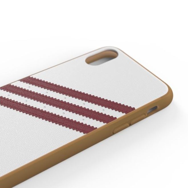 Adidas - iPhone XS / X Hülle - PU Gumsole Backcover mit Logo und Streifen - weiss/rot