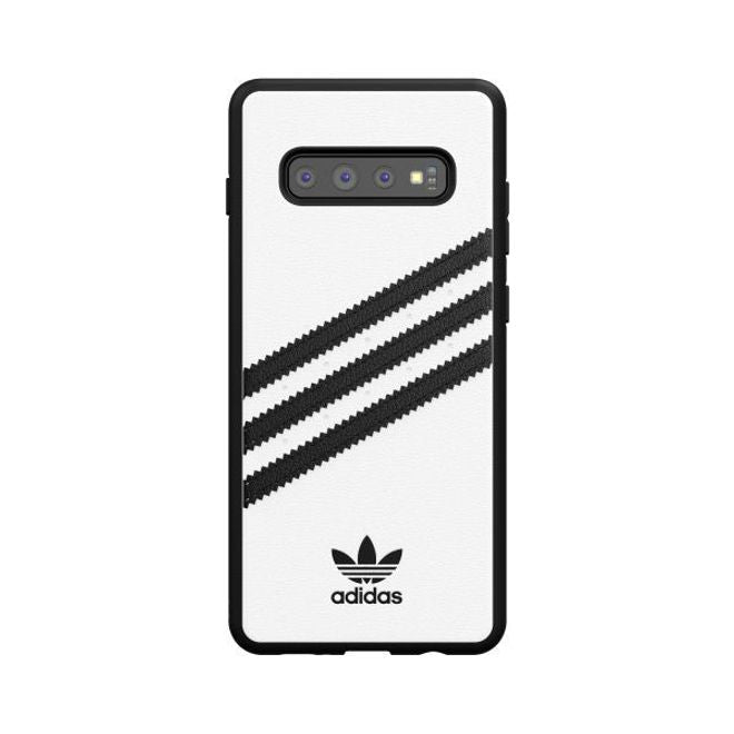 Adidas - Samsung Galaxy S10 Plus Hülle - PU Backcover mit Logo und Streifen - weiss/schwarz