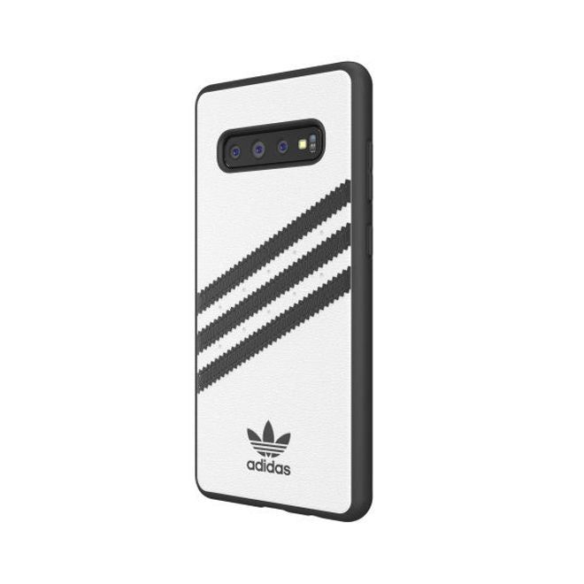 Adidas - Samsung Galaxy S10 Plus Hülle - PU Backcover mit Logo und Streifen - weiss/schwarz