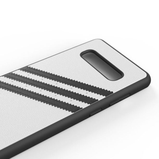 Adidas - Samsung Galaxy S10 Plus Hülle - PU Backcover mit Logo und Streifen - weiss/schwarz