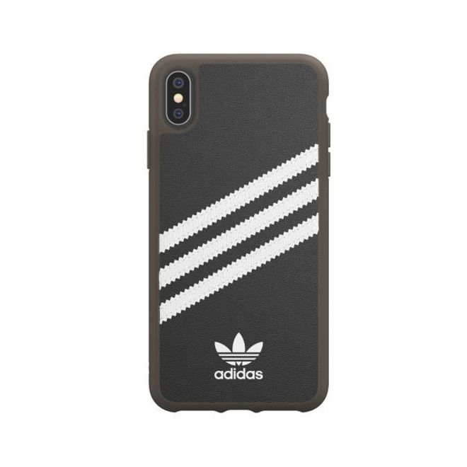 Adidas - iPhone XS Max Hülle - PU Gumsole Backcover mit Logo und Streifen - schwarz/weiss