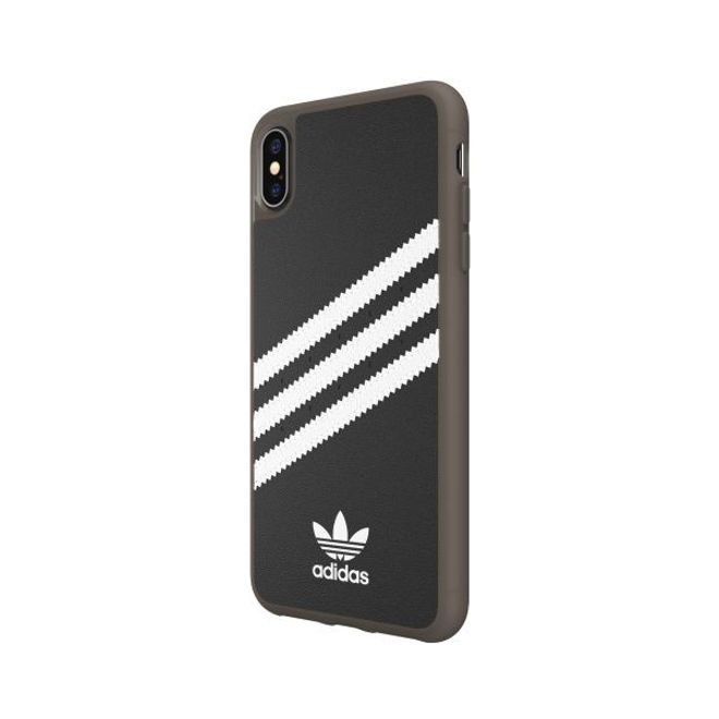 Adidas - iPhone XS Max Hülle - PU Gumsole Backcover mit Logo und Streifen - schwarz/weiss