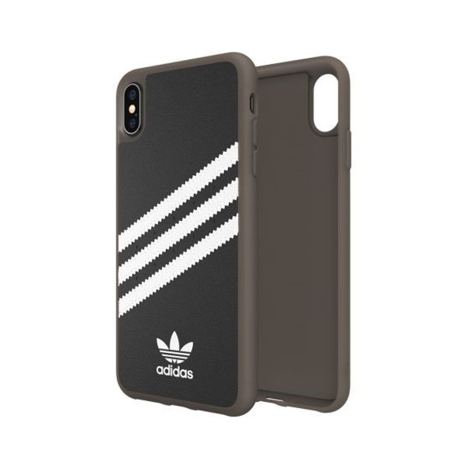Adidas - iPhone XS Max Hülle - PU Gumsole Backcover mit Logo und Streifen - schwarz/weiss