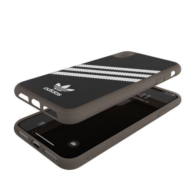 Adidas - iPhone XS Max Hülle - PU Gumsole Backcover mit Logo und Streifen - schwarz/weiss