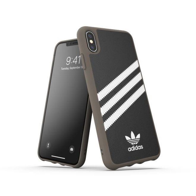 Adidas - iPhone XS Max Hülle - PU Gumsole Backcover mit Logo und Streifen - schwarz/weiss