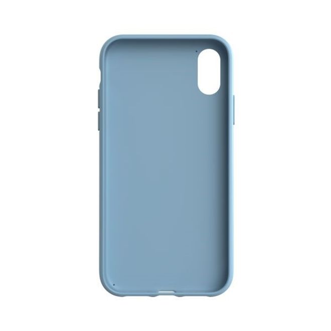 Adidas - iPhone XR Hülle - PU Suede Backcover mit Logo und Streifen - hellblau/weiss