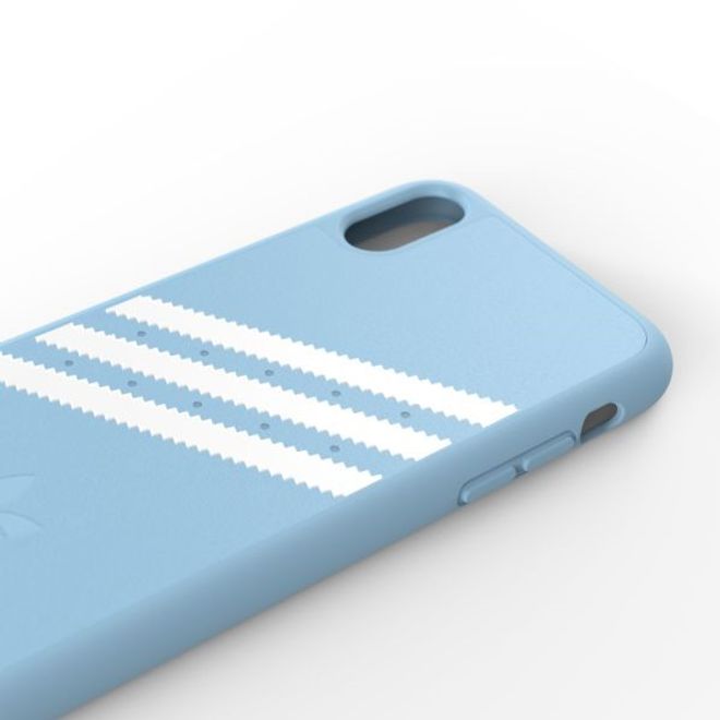 Adidas - iPhone XR Hülle - PU Suede Backcover mit Logo und Streifen - hellblau/weiss