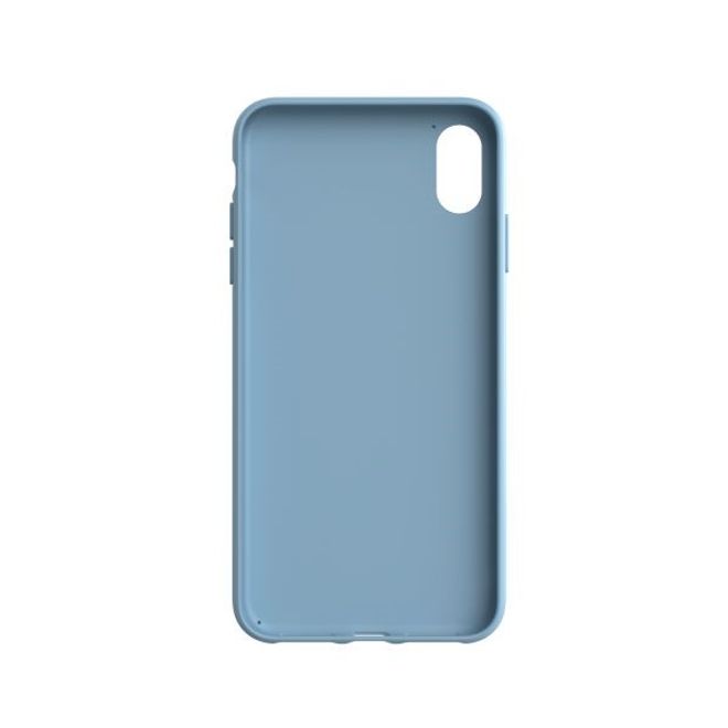 Adidas - iPhone XS Max Hülle - PU Suede Backcover mit Logo und Streifen - hellblau/weiss