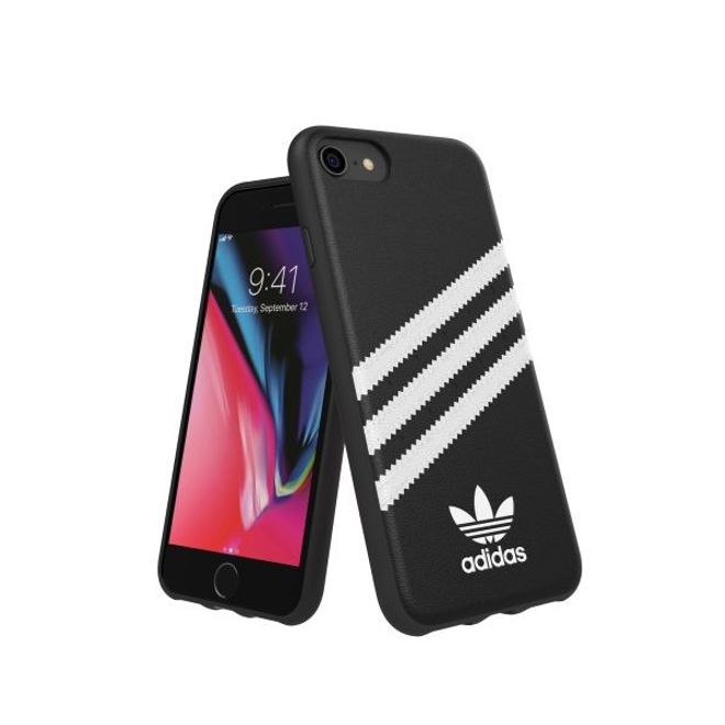 Adidas - iPhone SE (2022) / SE (2020) / 8 / 7 / 6S / 6 Hülle - PU Backcover mit Logo und Streifen - schwarz/weiss