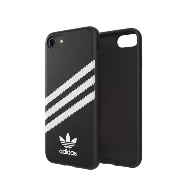 Adidas - iPhone SE (2022) / SE (2020) / 8 / 7 / 6S / 6 Hülle - PU Backcover mit Logo und Streifen - schwarz/weiss